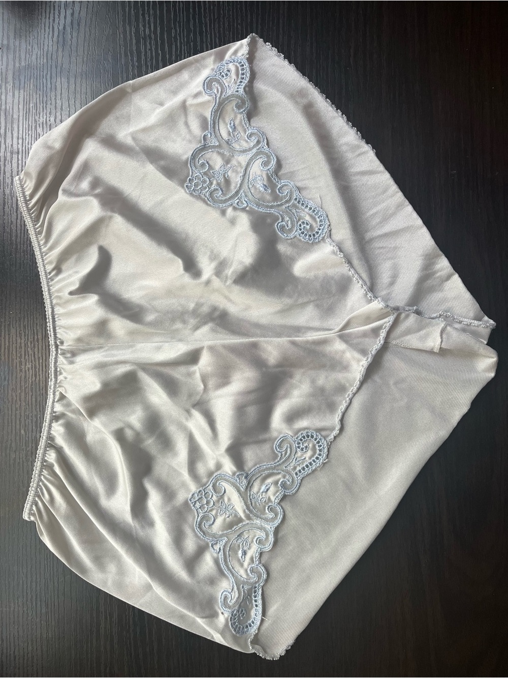 Silky Baby Blue Lace-Trim Sleep Shorts